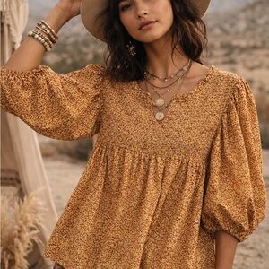 Universal Thread Mustard Floral Blouse